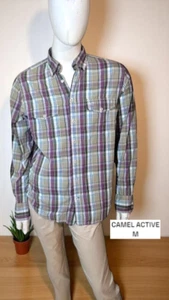 Camel Active Taille M Chemise manches longues carreaux vert violet gris - Imagen 1 de 5