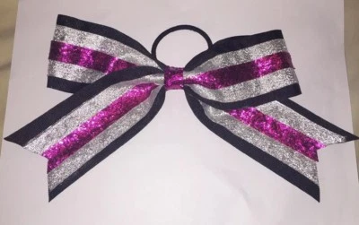 Cheer Bow Black Silver And Pink Sparkly - Image 1 of 3