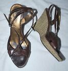 Anne Klein ?Akchayna? Open Toe Leather Wedge Sandals Shoes (8.5 M) 4? heel