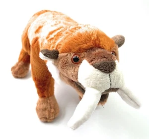 Saber-Toothed Tiger Prehistoric Animal Plush Toy Stuffed Animal 30Cm Brown - Picture 1 of 6