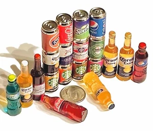 Barbi Dollhouse Miniature Drinks Mini Soda Beer Bottles Cans Coffee Lot 👻🧲20pc - Picture 1 of 12