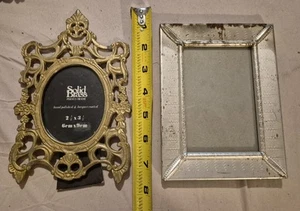 Gold Vergoldet Massiv Messing Verziert Tischplatte Staffelei Foto Bilderrahmen 2x3" Vintage - Bild 1 von 2