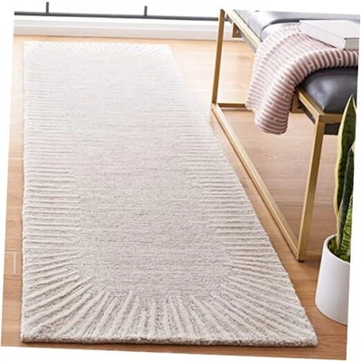  Abstract Collection Runner Rug - 2'3" x 8', Natural & Ivory, Handmade Wool,  - Image 1 of 4