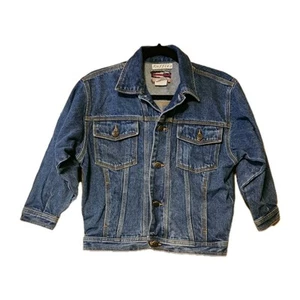 VTG Ruffles Denim Jacket Kids Sz Med 80s 90s Western Style Buttons Stiched USA - Picture 1 of 20