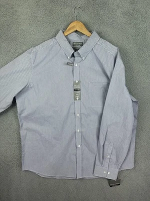Falls Creek Shirt Mens 2XL Blue White Check Button Down Tailored Fit Easy Care - Image 1 of 4
