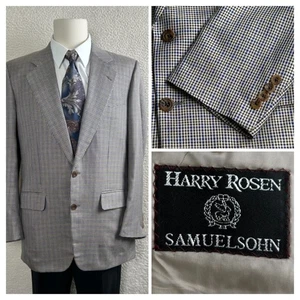 Samuelsohn Herren 42L Tall Sport Mantel Blau Schwarz Hellbraun Hahnentritt 100% Wolle - Bild 1 von 11
