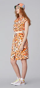GORMAN Size 6 Shirt Dress-" Dear Coral" print Knee Length Collared 100% Linen - Bild 1 von 9