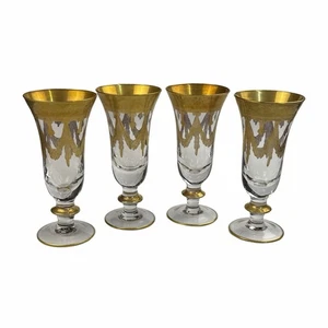 4er Set Interglass Italy "Champagner" Kristallgläser, Vintage Design, 24K Gold - Bild 1 von 18