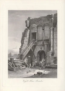 c1850 Vergil`s House, Brindisi Italien Italia Vergil Stahlstich-Ansicht - Picture 1 of 1