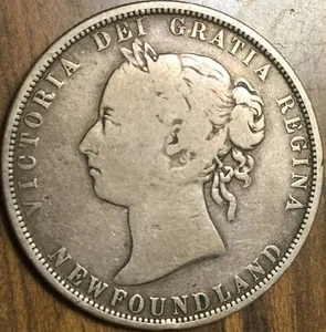 1882 H NEWFOUNDLAND SILVER 50 CENTS COIN - Picture 1 of 2