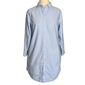 Lands' End Damen Oxford Langarm Hemdkleid mit Knopfleiste 100 % Baumwolle, blau - Bild 1 von 15