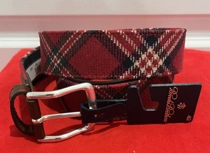 Brooks Brothers Men’s Red Plaid Dress Belt Size 42 New With Tags - Picture 1 of 5