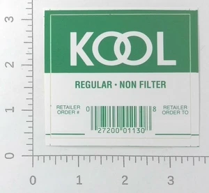 Vintage Kool Regular Non Filter Zigaretten Tabak Einzelhandel Werbung Aufkleber - Bild 1 von 1