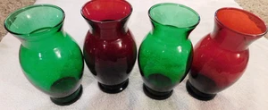25-957 4 ganci di ancoraggio ~ vasi rosso rubino reale e verde foresta 6,5" vetro di ancoraggio - Foto 1 di 8