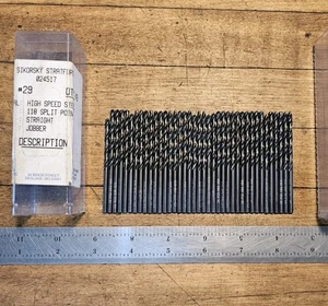 New SIKORSKY 40pk #29 Jobber Length HSS Straight Shank DRILL BITS ☆USA - Picture 1 of 3