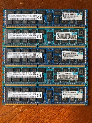 Lot of 5 Genuine HP 8GB PC3L-10600R DDR3 Reg Low Voltage DIMM (647650-071) - Image 1 of 4