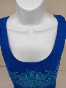 Camiseta sin mangas Lane Bryant para mujer bordada azul cuello redondo cerradura espalda talla 14-16 - Imagen 1 de 11