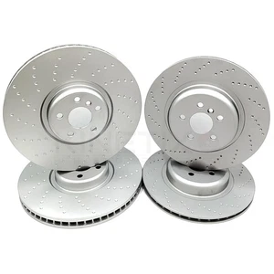 FOR BMW X5 M50d G05 FRONT REAR CROSS DIMPLED BRAKE DISCS 395mm 370mm FR RR - Picture 1 of 13