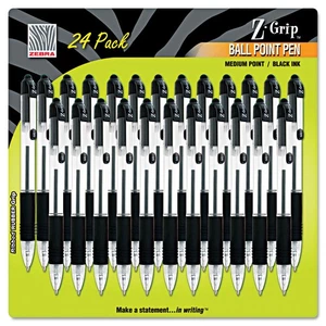 Zebra Z-Grip Retractable Ballpoint Pen Black Ink Medium 24/Pack 12221 - Picture 1 of 6