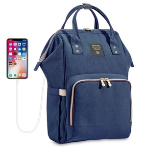 Sunveno Original Diaper Bag Travel Baby Bags Navy Blue Mommy Backpack Organizer  - Picture 1 of 5