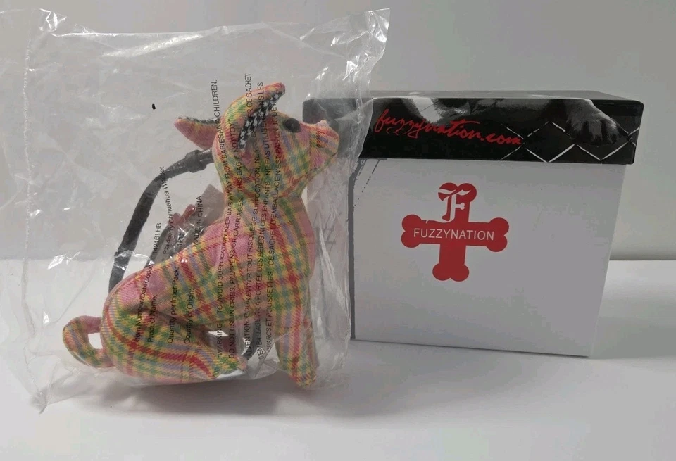 Pink Plaidberry CHIHUAHUA Wristlet Purse FUZZY NATION Y2k 90’s Sealed  - Image 1 of 4