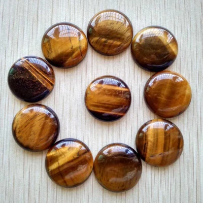 Natural tiger eye stone round cabochon 25mm beads 12pcs/lot wholesale - Image 1 of 3