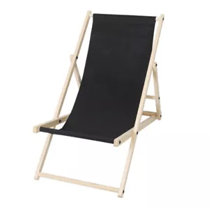 Liegestuhl Strand Klappbar Klappstuhl Gartenstuhl Sonnenliege Holz klappliege - Bild 1 von 11