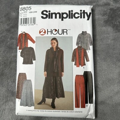 Simplicity 8805 2-Hour Pattern Sz 18W-24W Top Pants Skirt Scarf Lagenlook Y2K - Image 1 of 4