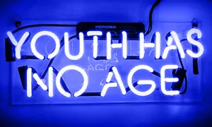 14"x7"YOUTH HAS NO AGE Neon Sign Heim Zimmer Wandhängend Neonschild Neonwerbung - Bild 1 von 3