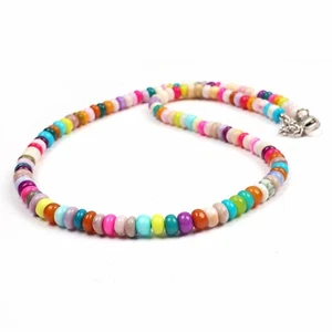 Multi Opal Necklace 18 Inch Length 5-6 MM Beads Adjustable 925 Silver Lock-Chain - Picture 1 of 4