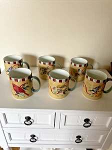Lenox Winter Greetings Everyday Mugs Cardinal Titmouse Blue Bird Coffee Lot of 6 - Picture 1 of 17