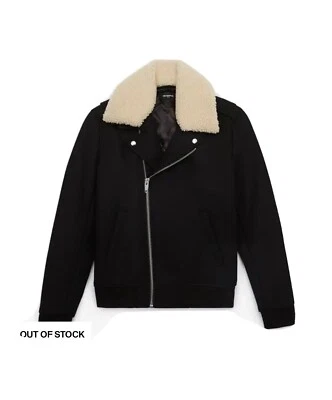 The KOOPLES Chaqueta motera negra lana (cuello de piel de oveja) grande. (se ajusta como Med.) Foto 1 de 4