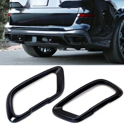 2 PCS Glossy Black Exhaust Tip Cover Fit for BMW X5 G05 2019-2023 - Image 1 of 4