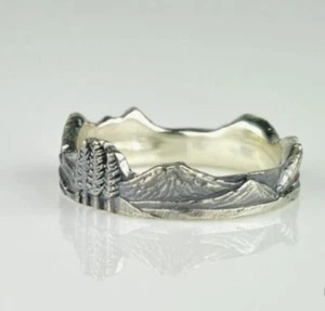 Bergrunde Fingerringe - Kiefer klassischer Ring Damen Hochzeitsband Schmuck - Bild 1 von 12