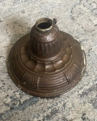Vintage Antique Lighting Fixture dome metal brown bronze color part Cover