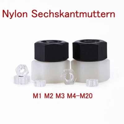 Nylon Sechskantmutter Weiße Kunststoff Klare Volle Mutter Klare M2 M3 M4 M5-M20 - Bild 1 von 4