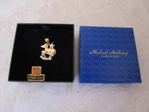 Rare Michael Anthony 14K Gold ARIES Zodiac Pendant Two Tone Gold NIB - Picture 1 of 10
