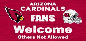 Arizona Cardinals Wood Sign - Fans Welcome 12"x6" - Picture 1 of 1