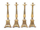 Magnificent Set of 4 Church Floor Candle Holders  Gilded and Silvered Wood