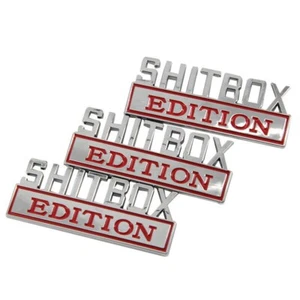 3pcs SHITBOX EDITION Badge Car Truck Emblems Hood Nameplate Sticker Chrome Red - Picture 1 of 1