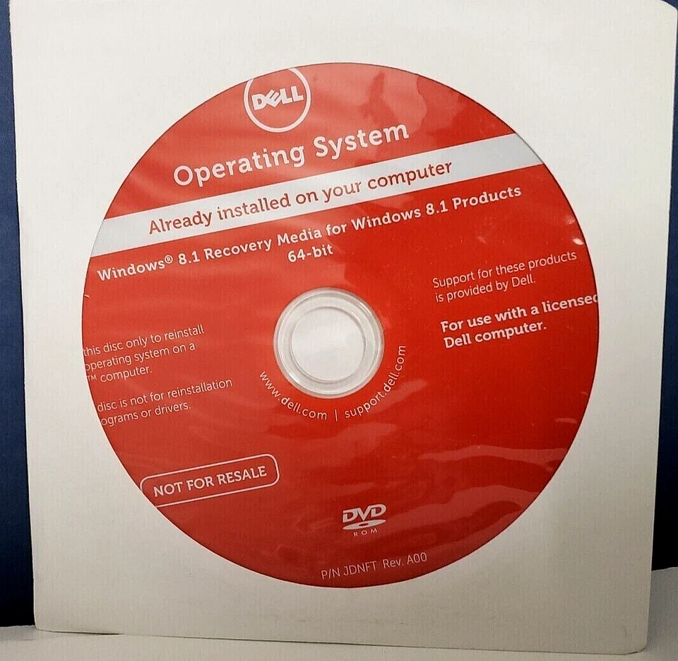 Dell Windows 8.1 64-Bit Install DVD Recovery Media Disc SEALED - Image 1 of 1