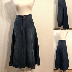Vtg 90’s Jeanology Blue Denim High Waist Mermaid Maxi Skirt Wm 4 Zip Pockets - Picture 1 of 12