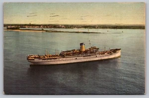 Postcard Steamer Ship SS Nassau Incres Line Weekly Service New York to Bahamas - Picture 1 of 2