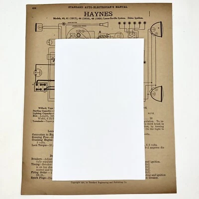 1917 40 41 1918 44 1920 46 Haynes & 1914 45 Interstate Auto Electricians Manual - Image 1 of 2