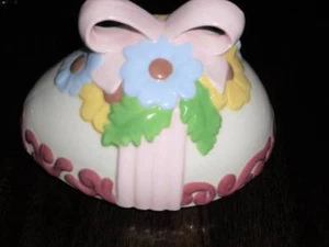 Easter Egg Ceramic Covered Dish Hand Painted  Dated 1973 - Picture 1 of 6