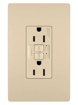 Tamper-Resistant Dual Function 15A Duplex Self-Test AFCI/GFCI Receptacles, Ivory - Image 1 of 4