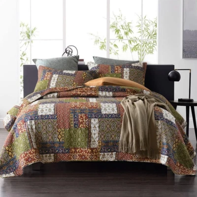 Cotton Bedspread Quilt Sets Reversible Coverlet Sets Comforters Vintage Bohemian - Image 1 of 4