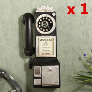1 x Wall-Mounted Pay Phone Model Vintage Booth Telephone Antique Resin Crafts - Picture 1 of 9