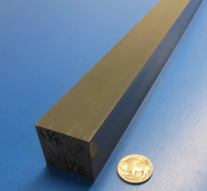 PVC Square Bar Grey, Type I, 1.25" (1 1/4") x 60" Length - Picture 1 of 12