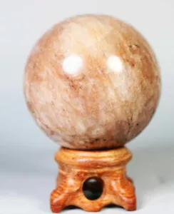 Natural Peach Moonstone Quartz Crystal Stone Sphere Ball Specimen / Stand 198g - Picture 1 of 12